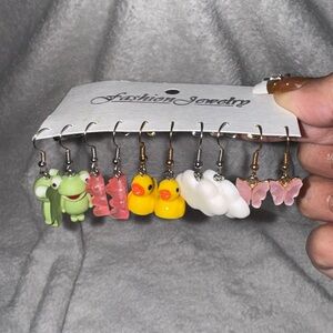Cute Y2K Kidcore Earring Set - Frog, Ducks, Gummy Bears, Clouds, Butterflies